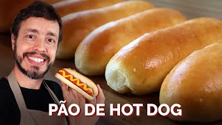 PÃO DE CACHORROQUENTE Receita de pão macio para hot dog usando o método Tangzhong [upl. by Adnorahs]