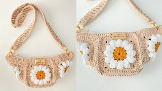 Bolsa de crochê Fácil  Bolsa Flora em square 🌸 Tutorial completo [upl. by Acsirp]