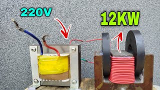 I turn 220v 12000w electric 💡⚡ generator from microwave transformer body [upl. by Westmoreland340]