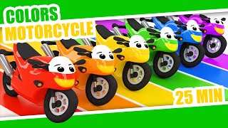 LEARN COLORS MOTORCYCLE  MOTORBIKE  Color Rainbow  Kids Babies Colors [upl. by Grata]