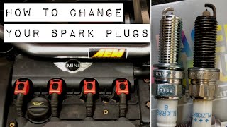 Mini R56 R55 How to change your spark plugs on a Mini Cooper S N14 20072013 Instructions FAQ [upl. by Aicemed85]