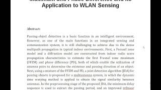 Joint Passing Object Detection Using a Mixture of the First Fresnel Zone Maximum and Phase Differenc [upl. by Yadahs780]