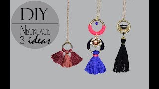 DIY 3 IDEAS PARA HACER COLLARES  COMO HACER COLLARES  COLLARES DE MODA [upl. by Auhsej]