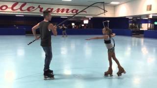 11yr old double axel amp triple salchow roller figure skating on harness [upl. by Juliann904]