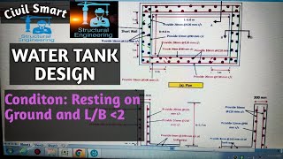 RCC WATER TANK DESIGN I RESTING ON GROUND BY CIVIL SMART [upl. by Brick560]