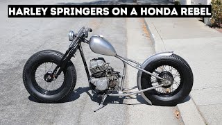 Honda Rebel 250 Bobber Build Part 4  How I Got the Springers to Fit [upl. by Nohsid]