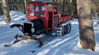 1925 Ford Model T Snowmobile In Woods [upl. by Luigi]