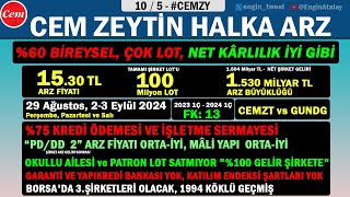 CEMZY CEM ZEYTİN HİSSE HALKA ARZ quotORTAquot [upl. by Relly]