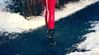 Red leather pants in the snow [upl. by Warila]