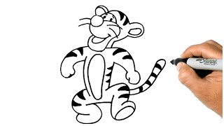 How To Draw Tigger From Winnie The Pooh [upl. by Airamasor]