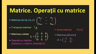 Matrice clasa a 11 a ordin 2 3 bac matematica exercitii inmultirea matricelor cu un scalar transpusa [upl. by Celesta]