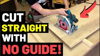 How To CUT STRAIGHT With NO GUIDE Freehand CIRCULAR SAW CUTTINGPro Tips Tricks and Secrets [upl. by Erinna]