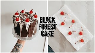 HOW TO MAKE A BLACK FOREST CAKE  stabilized whipped cream recipe [upl. by Alahsal317]