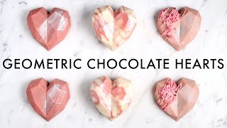 GEOMETRIC CHOCOLATE HEARTS  3 easy ways [upl. by Chrysa850]