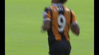 Hull City vs Leicester 10 Adama Diomande Double bicycle kick Goal 13082016 [upl. by Eboj280]