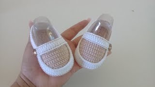 MOCASINES A CROCHET PARA BEBE 0 A 3 MESES [upl. by Atinnek]