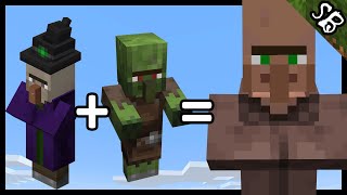 Cure a Zombie Villager Using a Witch  Vanilla Minecraft Skyblock [upl. by Galatia]