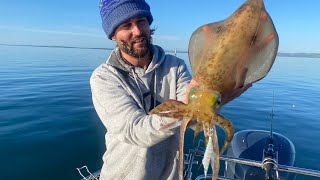 Awesome winter Calamari on Westernport Liam gets INKED [upl. by Jacquenette664]