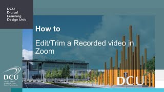 How To  EditTrim a Recorded Video using Zoom [upl. by Argile]