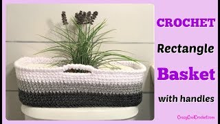 Crochet Rectangle Basket with Handles [upl. by Quenby341]