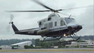 Bell 412 Helicopter multiple takeoffs and landings at KBFi Seattle [upl. by Uhp]