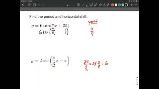 Find the period and horizontal shift of trigonometric function [upl. by Scrope]