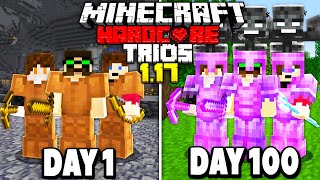 WE Survived 100 days in 117 Hardcore Minecraft Trio 100 days [upl. by Ynamad]