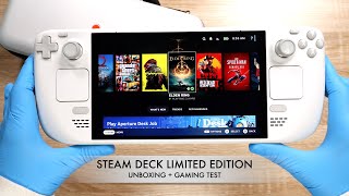 Limited Edition Steam Deck OLED White  Full Unboxing amp Gaming Test [upl. by Alisa]