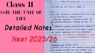 Cell The Unit Of Life class 11 NEET Detailed NotesCBSE  NEET 20252026 [upl. by Edniya903]