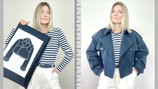 How to sew cropped trench coat 🧵 [upl. by Yecram]