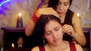 Relaxation massage by Nelly amp Doña Esperanza  soft whispering amp tapping triggers [upl. by Rissa]