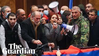 Armenian protesters storm government building after peace deal announced [upl. by Dessma765]