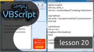 VBScript Basics Part 20  Read Files OpenTextFile [upl. by Ardnasyl]