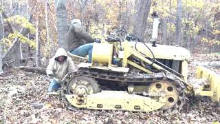 Pulling Down a Broken Tree with Cletrac HG42 Crawler [upl. by Emerej]