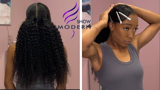 Modern Show Kinky Curly Ponytail  Cute ponytail tutorial [upl. by Akayas]