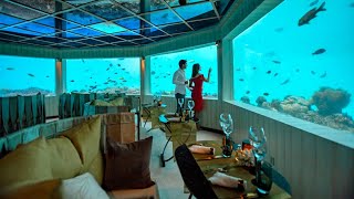 Maldives  Ozen Life Maadhoo  Underwater Restaurant [upl. by Wilser298]