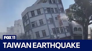 Taiwan earthquake Buildings damaged tsunami warning issued [upl. by Lleynod]