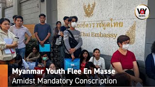 Myanmar Youth Flee en Masse Amidst Mandatory Conscription [upl. by Gabriele]