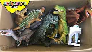 100 DINOSAUR TOYS IN A BOX Skyheart opens jurassic world dinosaurs for kids trex figures [upl. by Selinski169]