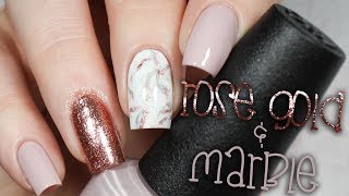 Rose Gold Marble Nails  NailsByErin [upl. by Rovert]