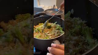 Cook with me Honey Garlic Chicken sausage and shrimp teriyaki over fried rice steamed broccoli [upl. by Sadella]