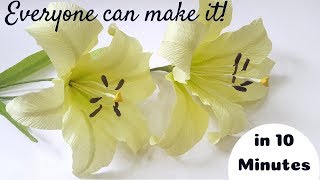 Paper Lily  How To Make Easy Paper Flowers Oriental Lily from crepe paper [upl. by Yodlem41]