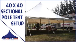 40 x 40 Sectional Pole Tent Setup [upl. by Ynotna]