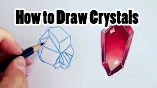 How to Draw Crystals and Gems Tutorial Tuesday [upl. by Esinrahs]