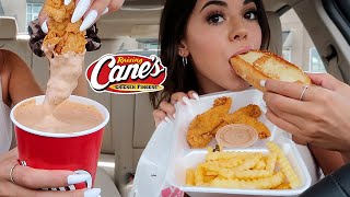 Raising Canes Mukbang huge cup of sauce in my new BMW [upl. by Alletsirhc]