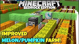 Minecraft Bedrock Improved Melon And Pumpkin Farm Tutorial MCPE Xbox PC [upl. by Bourque]