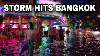 4K 🇹🇭 A Storm Hits Bangkok Thailand  Walking around Flooded Nana in the Rain [upl. by Iniffit336]