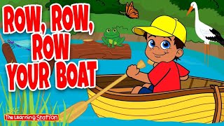 Row Row Row your Boat Gently Down the stream Nursery rhyme with lyrics for kids and Toddlers [upl. by Enneiluj]