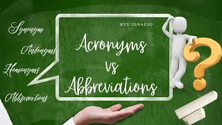 ACRONYMS VS ABBREVIATIONS  Definition amp Examples [upl. by Haonam]