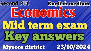 2nd PUC economics midterm exam 2024  key answers  Mysore district midterm paper  23102024 [upl. by Chita263]